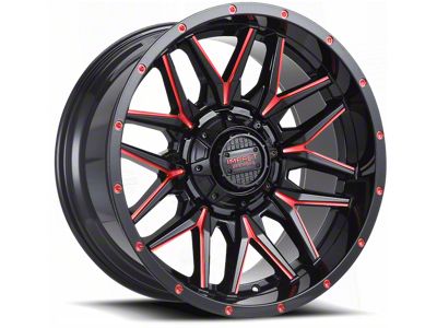Impact Wheels 819 Gloss Black and Red Milled 6-Lug Wheel; 20x10; -12mm Offset (22-24 Bronco Raptor)