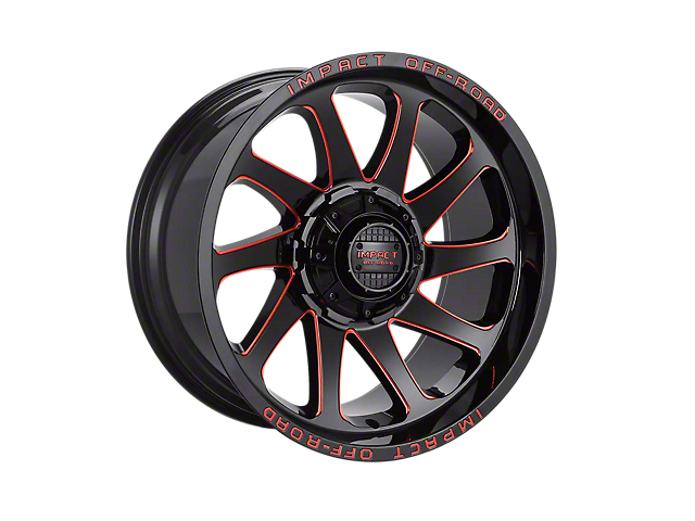 Impact Wheels 825 Gloss Black and Red Milled 6-Lug Wheel; 20x10; -12mm Offset (16-23 Titan XD)
