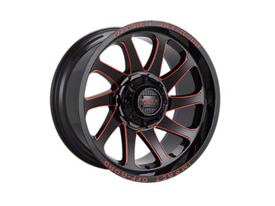 Impact Wheels 825 Gloss Black and Red Milled 6-Lug Wheel; 20x10; -12mm Offset (03-09 4Runner)