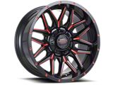 Impact Wheels 819 Gloss Black and Red Milled 6-Lug Wheel; 17x9; 0mm Offset (03-09 4Runner)