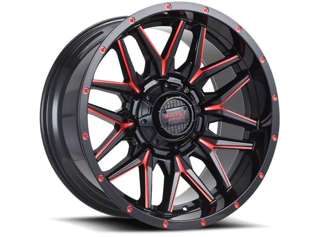 Impact Wheels 819 Gloss Black and Red Milled 6-Lug Wheel; 17x9; 0mm Offset (22-24 Bronco Raptor)