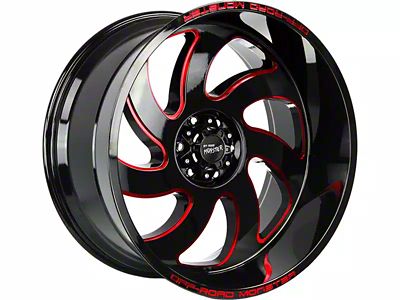 Off-Road Monster M07 Gloss Black Candy Red Milled 6-Lug Wheel; 20x10; -19mm Offset (16-23 Tacoma)
