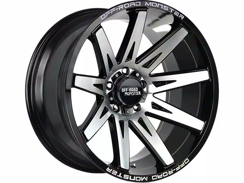 Off-road Monster Tacoma M25 Gloss Black Machined 6-lug Wheel; 20x10 