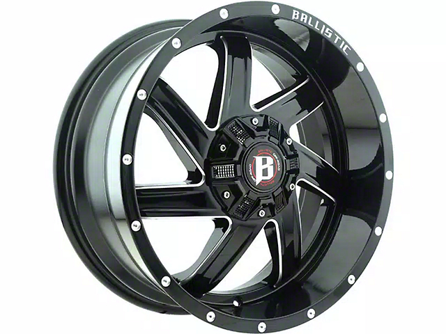 Ballistic Guillotine Gloss Black Milled 6-Lug Wheel; 17x9; -12mm Offset (07-14 Tahoe)