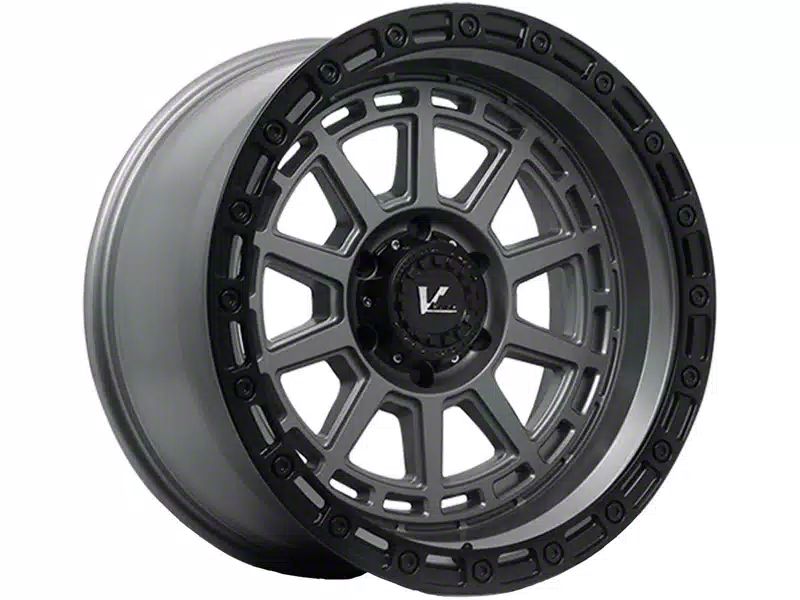 VRock OffRoad Wheels Silverado 1500 Storm Satin Grey with Black Ring
