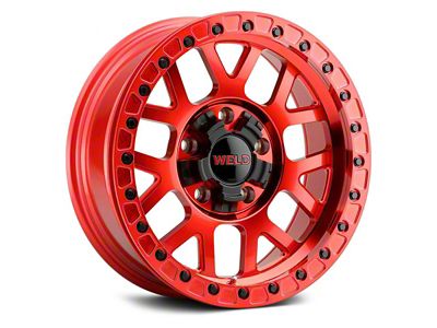 Weld Off-Road Cinch Beadlock Candy Red 6-Lug Wheel; 17x9; -12mm Offset (22-24 Bronco Raptor)