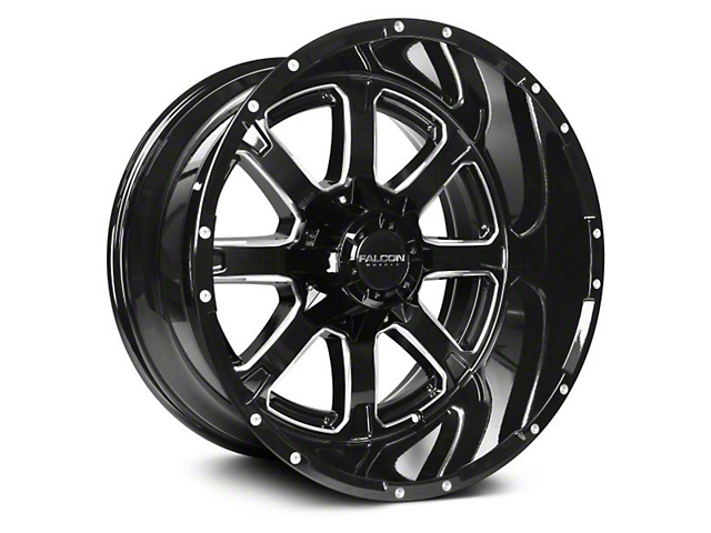 Falcon Wheels F1 Series Glossy Black with Diamond Milling 6-Lug Wheel; 20x10; -24mm Offset (04-15 Titan)