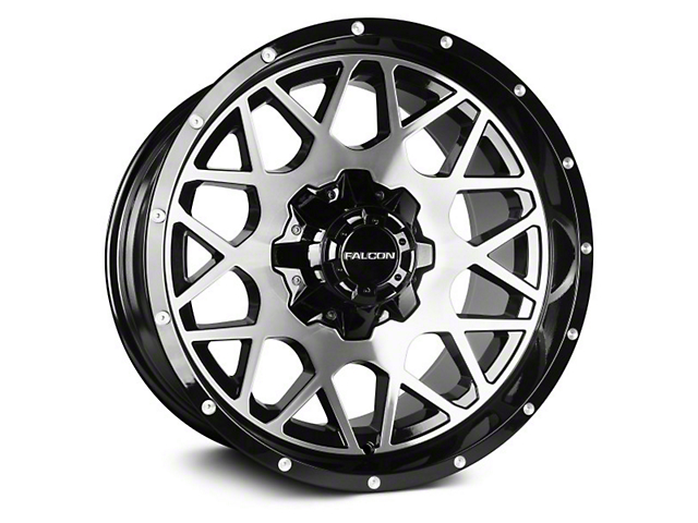 Falcon Wheels F3 Series Glossy Black Machined 6-Lug Wheel; 20x10; -24mm Offset (17-23 Titan)