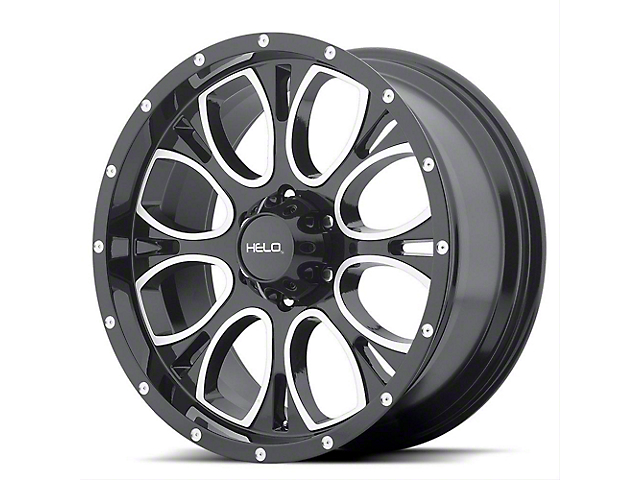HELO HE879 Gloss Black Machined and Milled 6-Lug Wheel; 20x9; 18mm Offset (16-23 Titan XD)