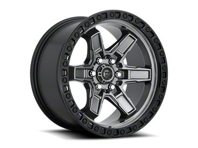 Fuel Wheels Kicker Matte Gunmetal with Black Bead Ring 6-Lug Wheel; 17x9; 1mm Offset (2024 Tacoma)
