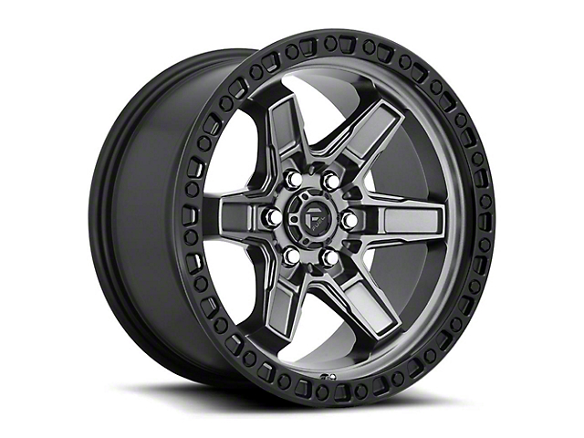 Fuel Wheels Kicker Matte Gunmetal with Black Lip 6-Lug Wheel; 20x9; 1mm Offset (21-23 Yukon)