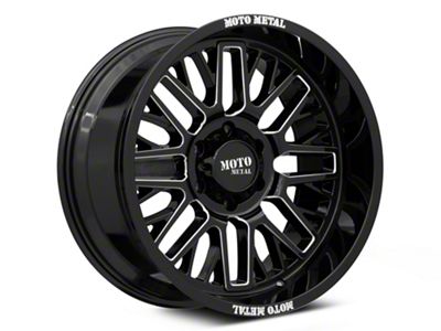 Moto Metal MO802 Gloss Black Milled 6-Lug Wheel; 20x10; -18mm Offset (16-24 Titan XD)