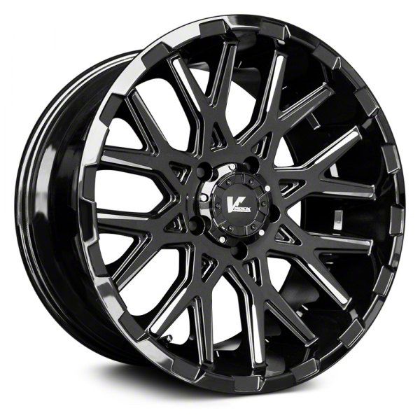 VRock OffRoad Wheels Tundra Recoil Gloss Black Milled 6Lug Wheel