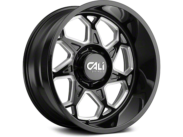 Cali Off-Road Sevenfold Gloss Black Milled 6-Lug Wheel; 20x9; 0mm Offset (16-23 Titan XD)
