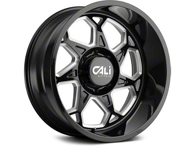 Cali Off-Road Sevenfold Gloss Black Milled 6-Lug Wheel; 20x9; 0mm Offset (16-24 Titan XD)