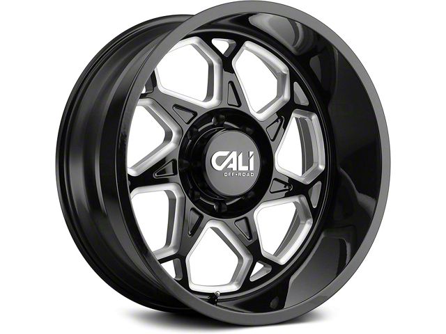 Cali Off-Road Sevenfold Gloss Black Milled 6-Lug Wheel; 20x9; 0mm Offset (17-24 Titan)