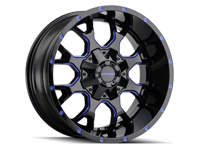 Mayhem Wheels Warrior Black with Prism Blue 6-Lug Wheel; 20x9; 0mm Offset (16-24 Titan XD)