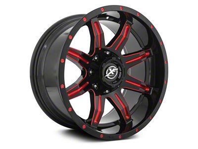 XF Offroad XF-215 Gloss Black Red Milled 6-Lug Wheel; 20x10; -12mm Offset (2024 Tacoma)
