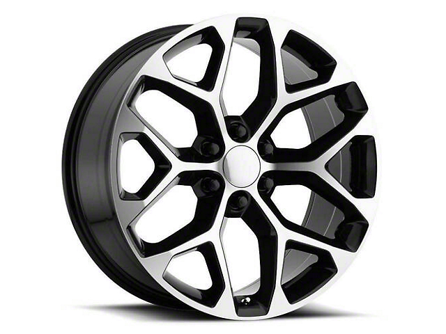 Strada OE Replica Snowflake Gloss Black Machined 6-Lug Wheel; 22x9; 31mm Offset (15-20 Yukon)