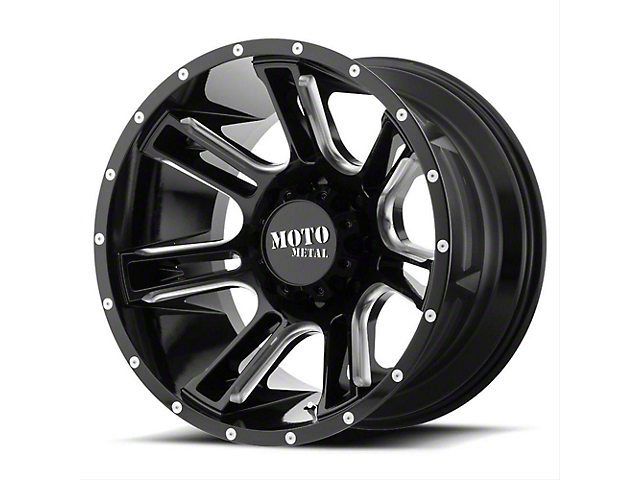 Moto Metal MO982 Amp Gloss Black Milled 6-Lug Wheel; 20x9; 0mm Offset (16-23 Titan XD)