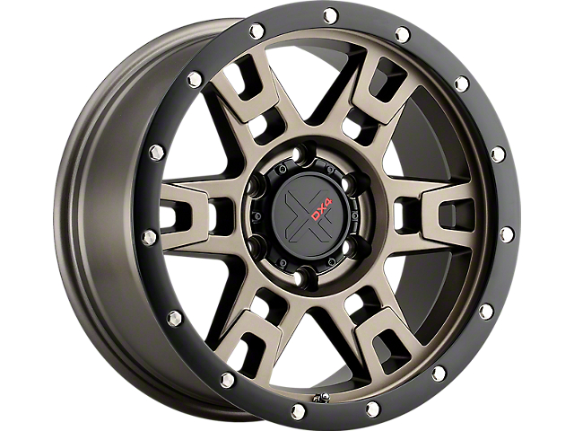 DX4 Wheels TERRAIN Matte Bronze with Black Ring 6-Lug Wheel; 18x9; 12mm Offset (03-09 4Runner)