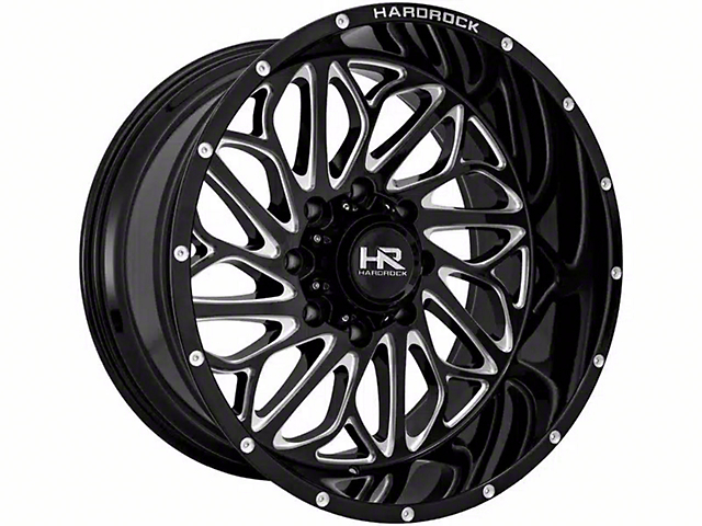 Hardrock Offroad BlackTop Xposed Gloss Black Milled 6-Lug Wheel; 20x10; -19mm Offset (16-23 Titan XD)