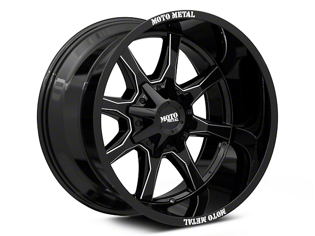 Moto Metal MO970 Gloss Black with Milled Spoke 6-Lug Wheel; 20x10; 12mm Offset (07-14 Tahoe)