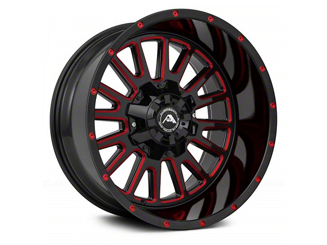 American Off-Road Wheels A105 Gloss Black Milled with Red Tint 6-Lug Wheel; 20x10; -24mm Offset (16-23 Titan XD)