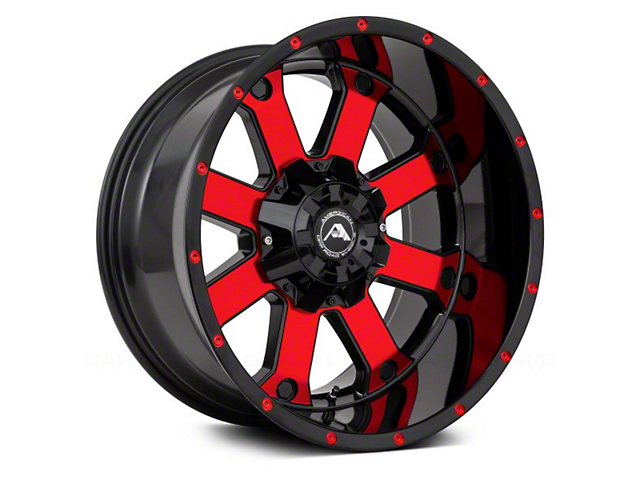 American Off-Road Wheels A108 Gloss Black Machined with Red Tint 6-Lug Wheel; 20x10; -24mm Offset (07-14 Tahoe)