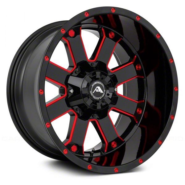 American Off-Road Wheels A108 Gloss Black Milled with Red Tint 6-Lug Wheel; 20x10; -24mm Offset (16-23 Titan XD)