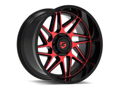 Gear Off-Road Ratio Gloss Black Machined and Red Tint Face 6-Lug Wheel; 22x12; -44mm Offset (2024 Tacoma)