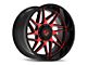 Gear Off-Road Ratio Gloss Black Machined and Red Tint Face 6-Lug Wheel; 22x12; -44mm Offset (16-24 Titan XD)