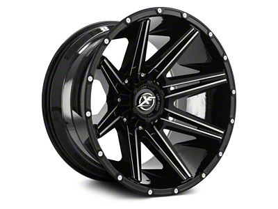 XF Offroad XF-220 Gloss Black Milled and Milled Dots 6-Lug Wheel; 18x9; 12mm Offset (17-24 Titan)
