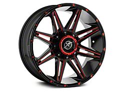 XF Offroad XF-220 Gloss Black Red Milled and Red Milled Dots 6-Lug Wheel; 18x9; 12mm Offset (03-09 4Runner)