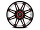 XF Offroad XF-220 Gloss Black Red Milled and Red Milled Dots 6-Lug Wheel; 18x9; 12mm Offset (22-24 Tundra)
