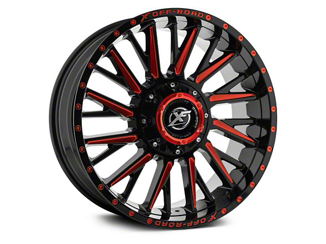 XF Offroad XF-226 Gloss Black Red Milled 6-Lug Wheel; 20x10; -24mm Offset (07-14 Tahoe)
