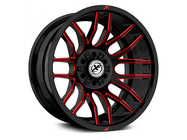 XF Offroad XF-232 Gloss Black Red Milled 6-Lug Wheel; 20x10; -12mm Offset (07-14 Tahoe)