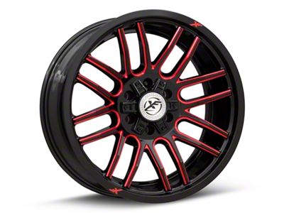 XF Offroad XF-232 Gloss Black Red Milled 6-Lug Wheel; 20x10; -12mm Offset (2024 Tacoma)