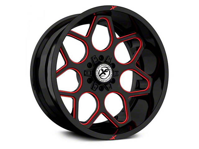 XF Offroad XF-233 Gloss Black Red Milled 6-Lug Wheel; 20x10; -12mm Offset (07-14 Tahoe)
