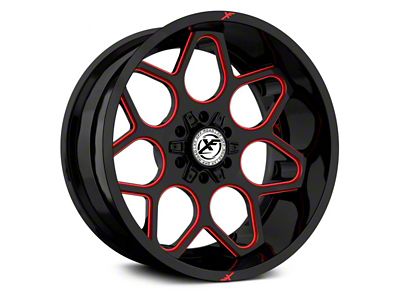 XF Offroad XF-233 Gloss Black Red Milled 6-Lug Wheel; 20x10; -12mm Offset (16-23 Tacoma)