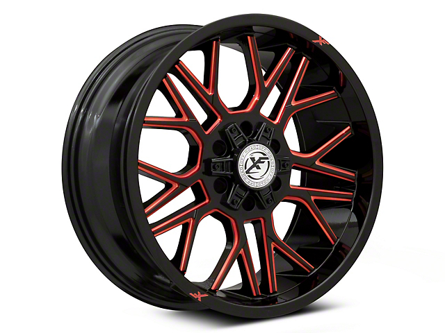 XF Offroad XF-235 Gloss Black Red Milled 6-Lug Wheel; 20x9; 12mm Offset (07-13 Silverado 1500)