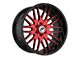 XF Offroad XF-240 Gloss Black Red Milled 6-Lug Wheel; 20x10; -12mm Offset (16-23 Tacoma)