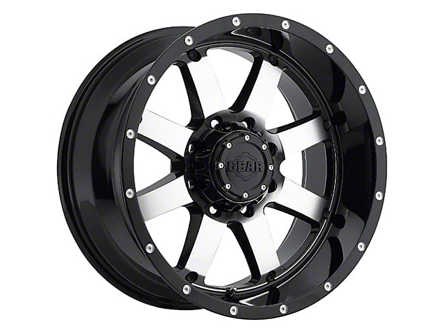 Gear Off-Road Big Block Gloss Black Machined 6-Lug Wheel; 17x9; -12mm Offset (14-18 Silverado 1500)