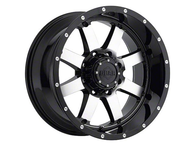 Gear Off-Road Big Block Gloss Black Machined 6-Lug Wheel; 17x9; -12mm Offset (16-23 Tacoma)