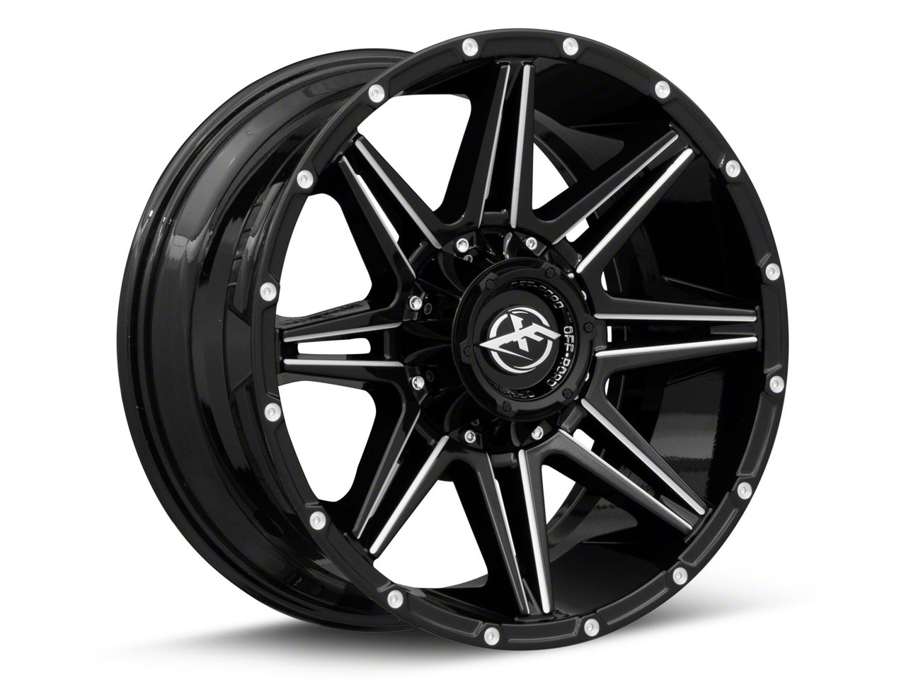 XF Offroad XF-220 Gloss Black Milled 6-Lug Wheel; 17x9; 12mm Offset (03-09 4Runner)