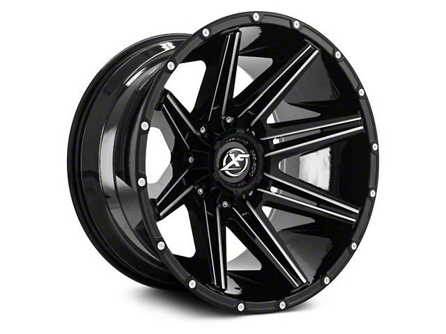 XF Offroad XF-220 Gloss Black Milled and Milled Dots 6-Lug Wheel; 17x9; 12mm Offset (07-14 Tahoe)