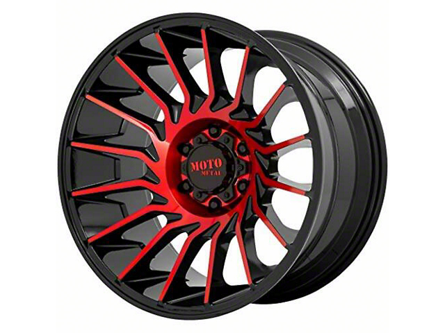 Moto Metal MO807 Gloss Black Machined with Red Tint 6-Lug Wheel; 20x10; -18mm Offset (16-23 Titan XD)