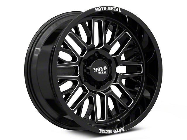 Moto Metal MO802 Gloss Black Milled 6-Lug Wheel; 22x10; -18mm Offset (16-23 Titan XD)