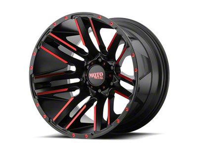 Moto Metal Razor Satin Black Machined Red Tint 6-Lug Wheel; 20x10; -24mm Offset (16-24 Titan XD)