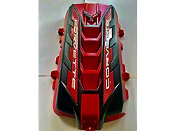 Engine Cover; Torch Red/Black with Red Carbon Fiber Rails (20-26 6.2L Corvette C8 Coupe)
